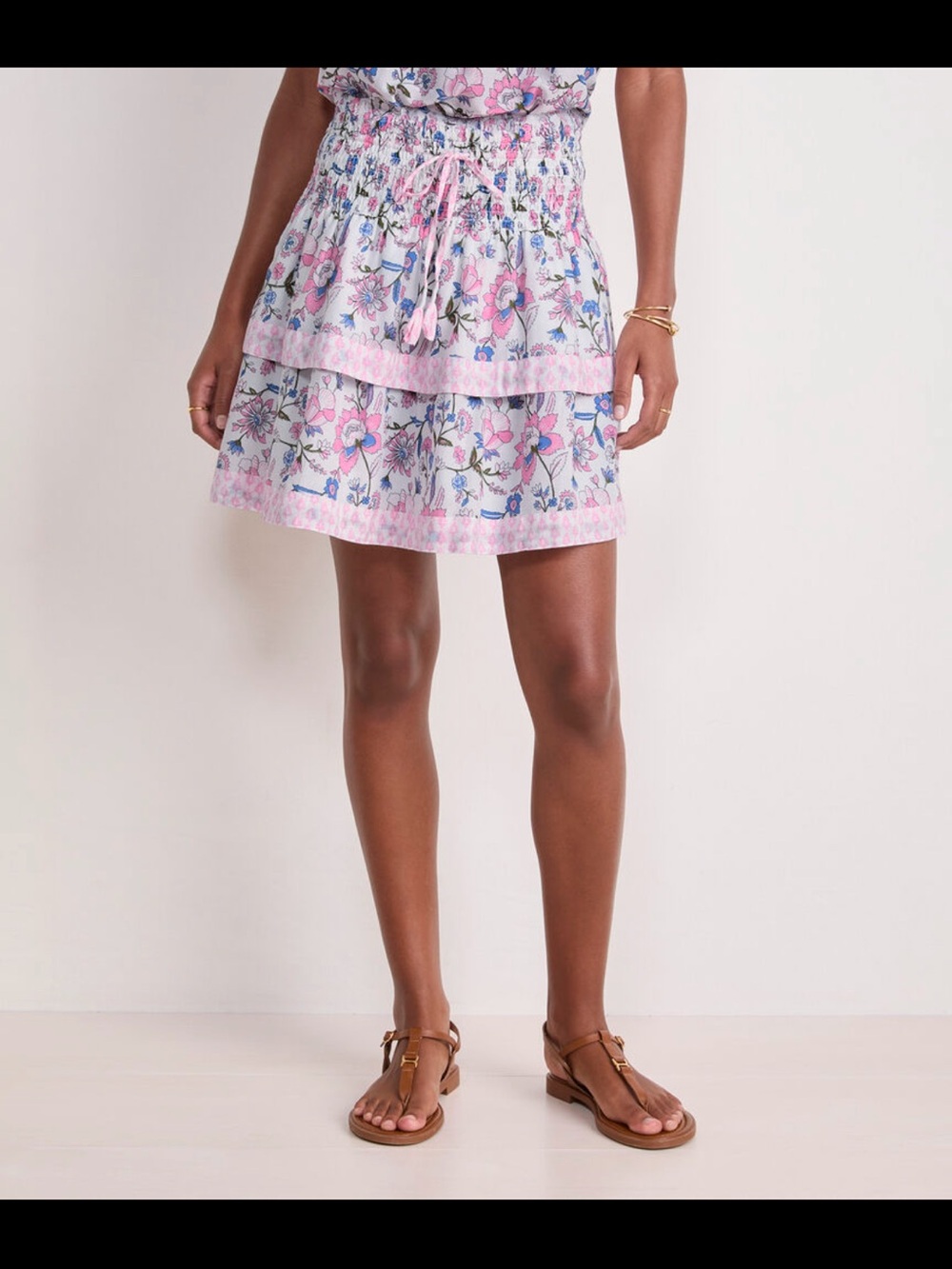 Vineyard Vines Pink Floral Tiered Mini Skirt